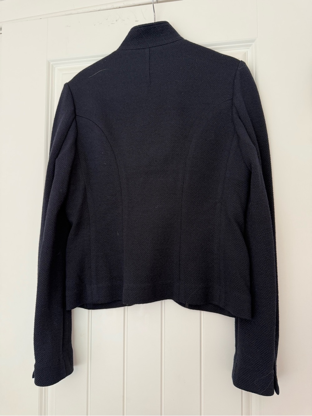 rag & bone Navy Slade Wool blend Pique Cropped Blazer - Picture 3 of 9